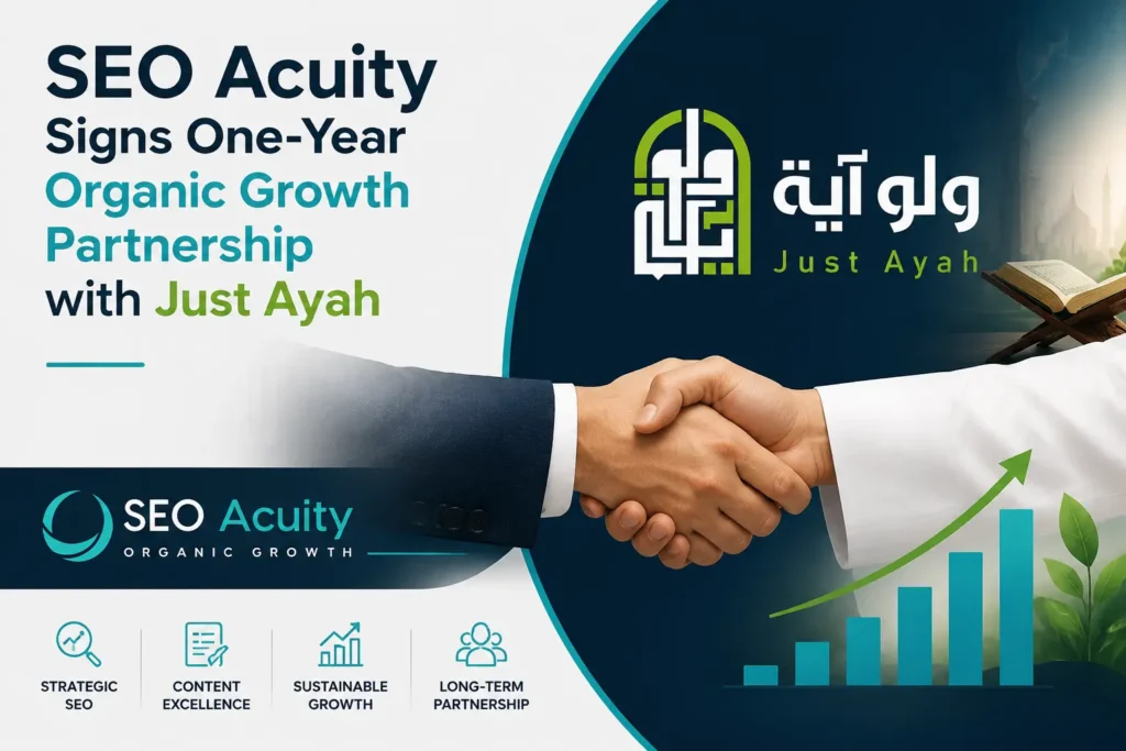 توقّع SEO Acuity شراكة نمو عضوي لمدة عام واحد مع Just Ayah