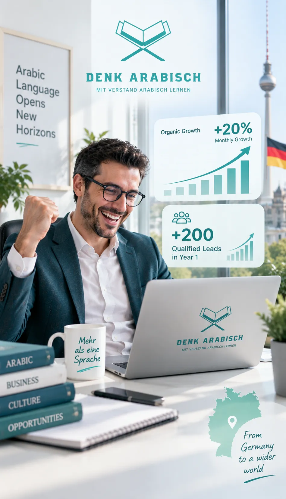 دراسة حالة SEO لمنصة Denk Arabisch