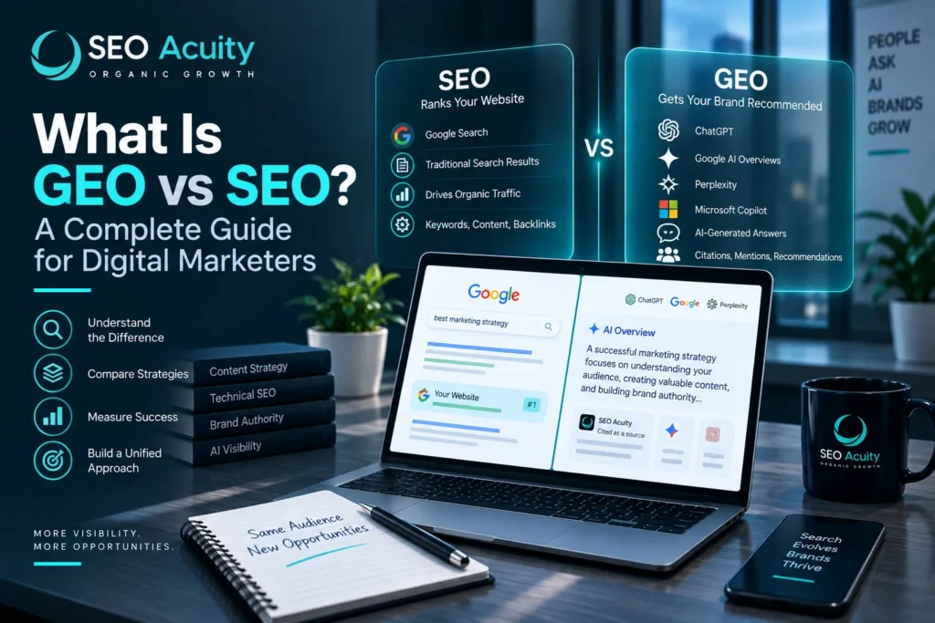 What Is GEO vs SEO? A Complete Guide for Digital Marketers 1 What Is GEO vs SEO? A Complete Guide for Digital Marketers