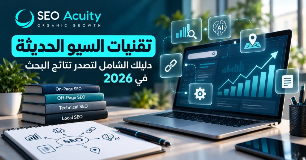 تقنيات السيو الحديثة - دليلك الشامل لتصدر نتائج البحث في 2026 1 تقنيات السيو الحديثة – دليلك الشامل لتصدر نتائج البحث في 2026